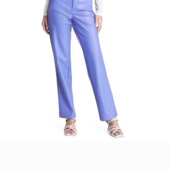 Vero Moda 3 pocket periwinkle 100% poly faux leather pants size Medium NWT - Picture 1 of 4